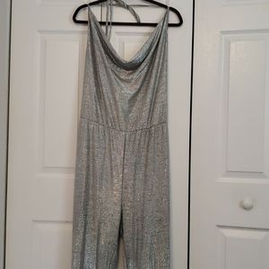 Halter top silver jumpsuit 3x